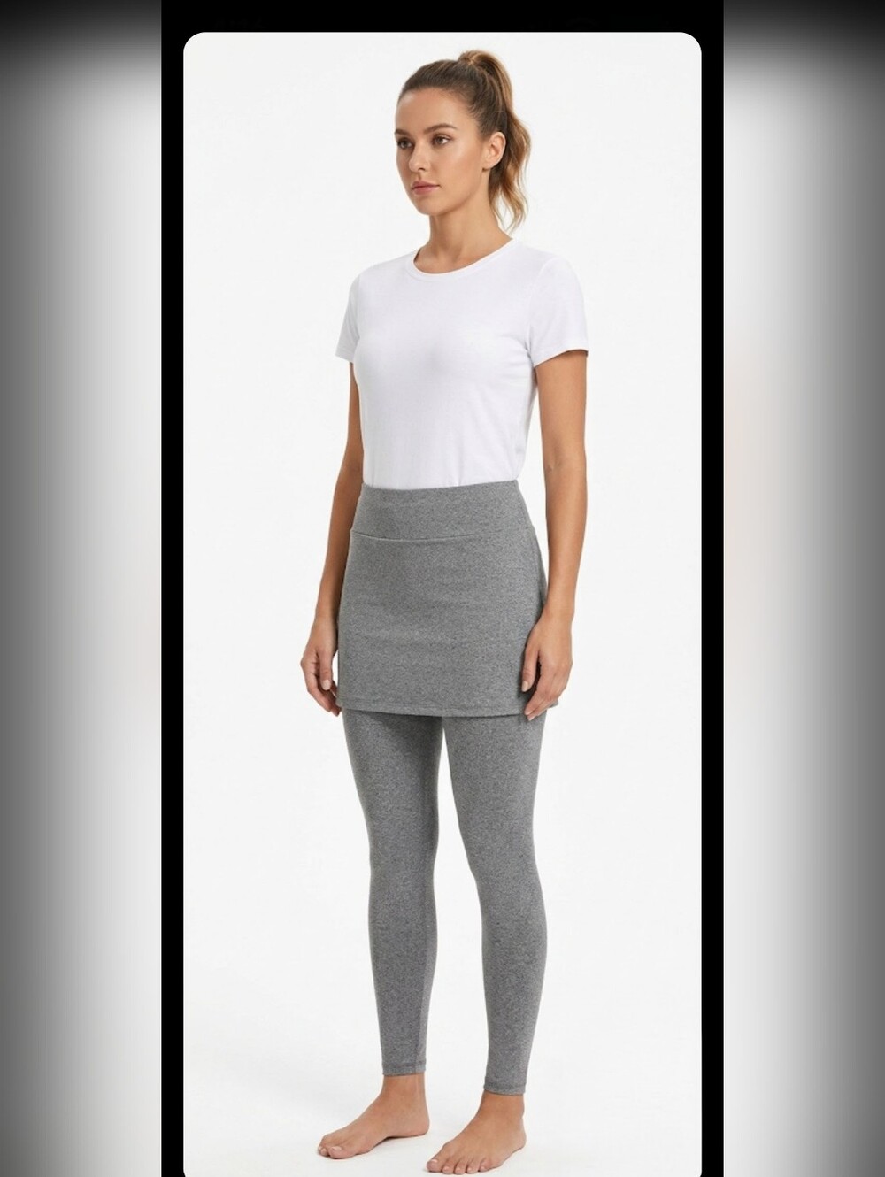 Uilily Skirted Leggings M Gray Yoga Athleisure #7111